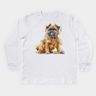 Brussels Griffon Watercolor - Dog Lovers Kids Long Sleeve T-Shirt